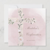 ほこりっぽいピンク色の聖十字の確認 招待状 (正面)