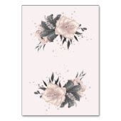 ほこりっぽいピンク色の花のグリッター表 テーブルナンバー (裏面)