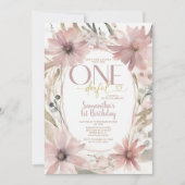 ほこりっぽいピンク色の花は彼女は優れた誕生日ではない 招待状 (正面)