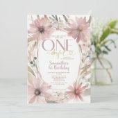 ほこりっぽいピンク色の花は彼女は優れた誕生日ではない 招待状 (スタンド正面)