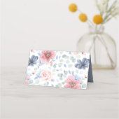 ほこりっぽいピンク色の花ロマンエレガントティック結婚ズ プレイスカード (裏面)