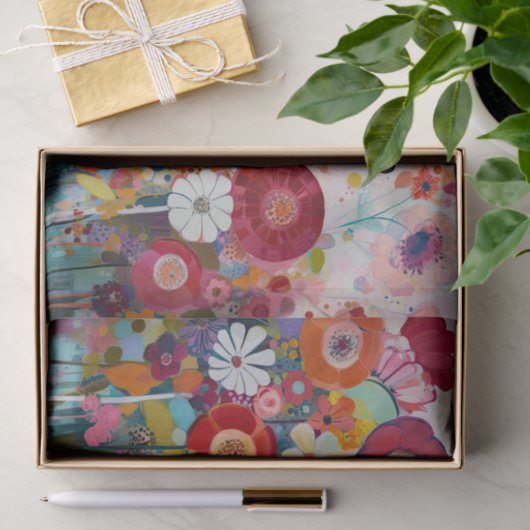 ほこりっぽいピンク色の花絵画抽象芸術の切り離し 薄葉紙 (ギフト)