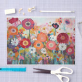 ほこりっぽいピンク色の花絵画抽象芸術の切り離し 薄葉紙 (クラフト)