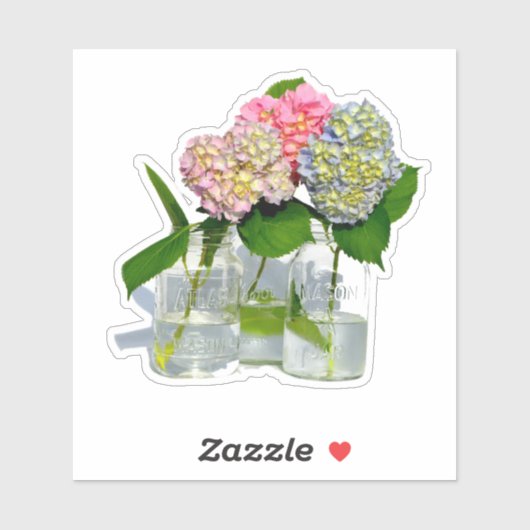 ほこりっぽいピンク色の黄色い緑のフローラアジサイ シール (シート)