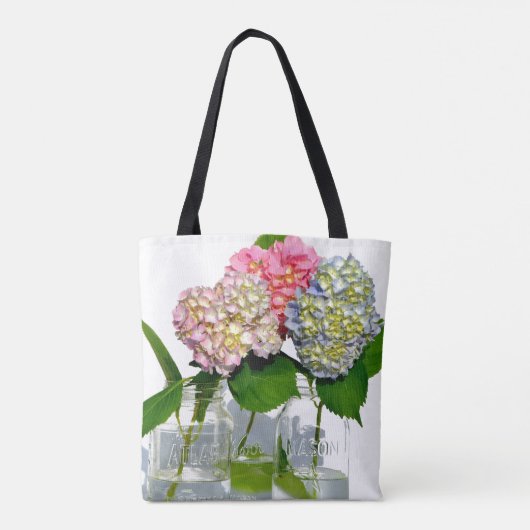 ほこりっぽいピンク色の黄色い緑のフローラアジサイ トートバッグ (裏面)