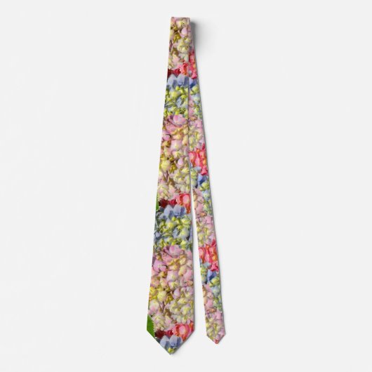 ほこりっぽいピンク色の黄色い緑のフローラアジサイ ネクタイ (正面)