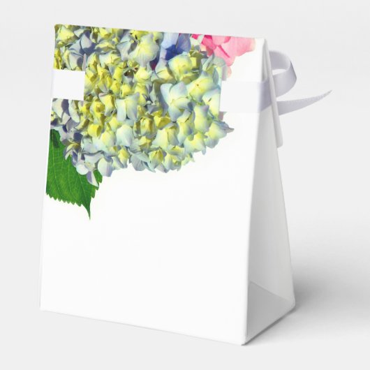 ほこりっぽいピンク色の黄色い緑のフローラアジサイ フェイバーボックス (裏面サイド)