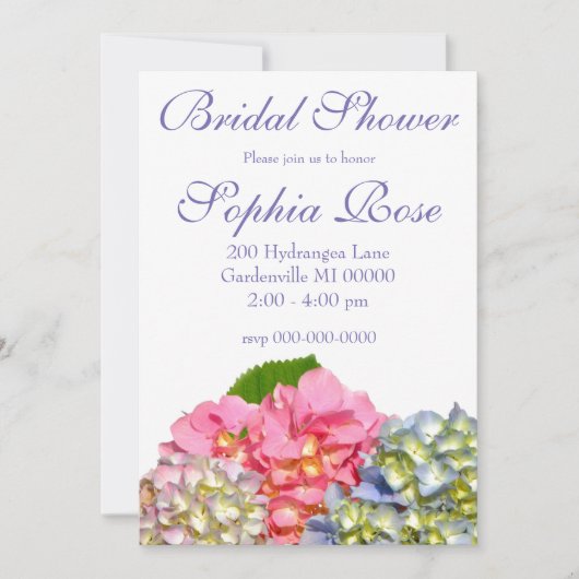 ほこりっぽいピンク色の黄色い緑のフローラアジサイ 招待状 (正面)