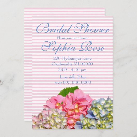 ほこりっぽいピンク色の黄色い緑のフローラアジサイ 招待状 (正面/裏面)