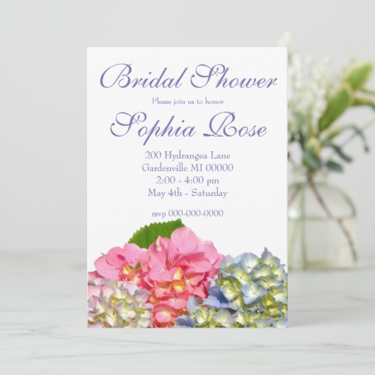 ほこりっぽいピンク色の黄色い緑のフローラアジサイ 招待状 (スタンド正面)