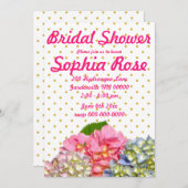 ほこりっぽいピンク色の黄色い緑のフローラアジサイ 招待状 (正面/裏面)