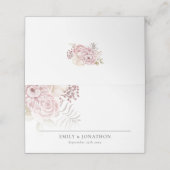 ほこりっぽいピンク花模様の名前日付結婚歓迎 プレイスカード (外部開封)
