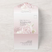 ほこりっぽいピンク花模様ほこりっぽいバラ名アドレス結婚ズ オールインワン招待状 (外側)