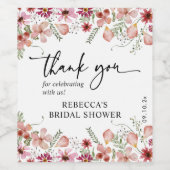 ほこりっぽいピンク花模様ブライダルシャワーお気に入りワインラベル ワインラベル (シングルラベル)