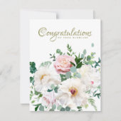 ほこりっぽいピンク赤面バラホワイトクリーミー結婚牡丹 ノートカード (正面)