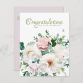 ほこりっぽいピンク赤面バラホワイトクリーミー結婚牡丹 ノートカード (正面/裏面)