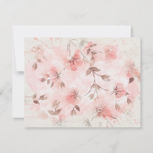 ほこりっぽいピンク赤面パーソナライズされたフローラ文房具No ノートカード (裏面)