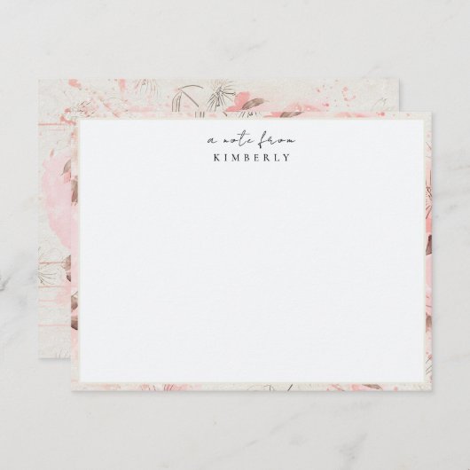 ほこりっぽいピンク赤面パーソナライズされたフローラ文房具No ノートカード (正面/裏面)