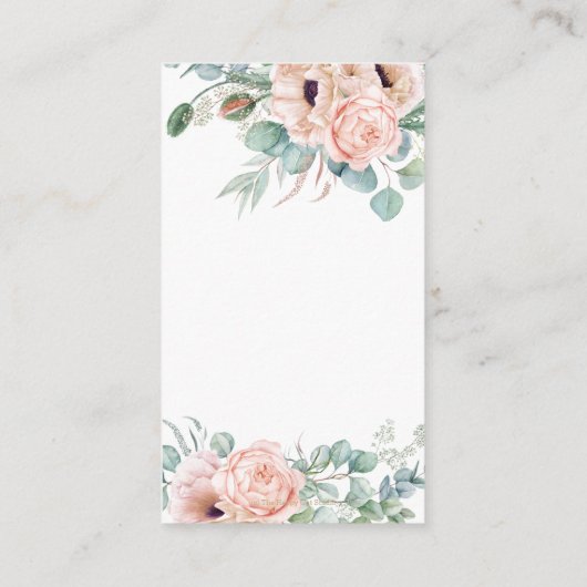 ほこりっぽいピンク赤面フローラベビーシャワーおむつラッフル エンクロージャーカード (裏面)