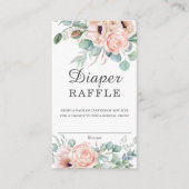 ほこりっぽいピンク赤面フローラベビーシャワーおむつラッフル エンクロージャーカード (正面)