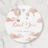 ほこりっぽいピンク金ゴールドホットエアバルーンファースト誕生日 フェイバータグ (正面)