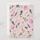 ほこりっぽいピンク1写真グリーンリーメリークリスマスカード シーズンカード (裏面)