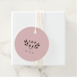 ほこりっぽいピンク |シンプル結婚モダンさんギフト フェイバータグ