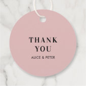 ほこりっぽいピンク |シンプル結婚モダンさんギフト フェイバータグ (裏面)