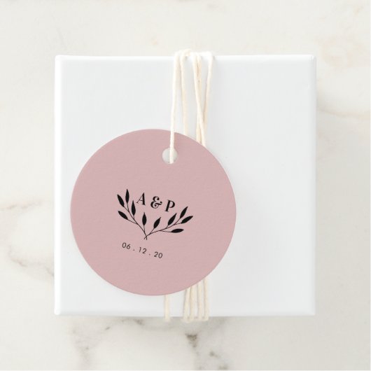 ほこりっぽいピンク |シンプル結婚モダンさんギフト フェイバータグ (インサイチュ)