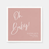 ほこりっぽいピンク/バラオベビー赤ちゃんシャワー スタンダードカクテルナプキン (正面)