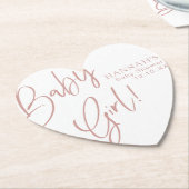 ほこりっぽいピンク/バラベビーガールベビーシャワーハート ペーパーコースター (アングル)