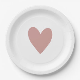 ほこりっぽいピンク/バラベビーシャワーハート ペーパープレート