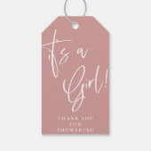 ほこりっぽいピンク/バラボヘミアンベイビーシャワーサンキュー ギフトタグ (裏面)