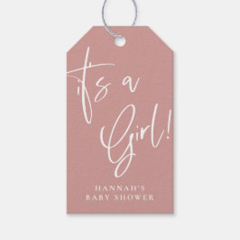 ほこりっぽいピンク/バラボヘミアンベイビーシャワーザ女の子 ギフトタグ