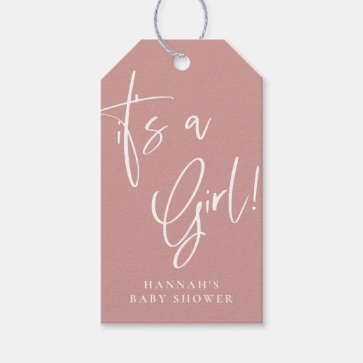 ほこりっぽいピンク/バラボヘミアンベイビーシャワーザ女の子 ギフトタグ (正面)