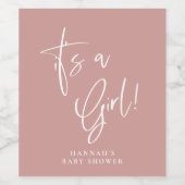 ほこりっぽいピンク/バラボヘミアンベイビーシャワーザ女の子 ワインラベル (シングルラベル)