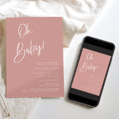 ほこりっぽいピンク/バラボヘミアンベビーシャワー招待状 招待状