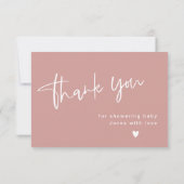 ほこりっぽいピンク/バラ赤ちゃんシャワー写真 サンキューカード (裏面)
