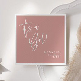 ほこりっぽいピンク/バラ赤ちゃんシャワー スタンダードカクテルナプキン