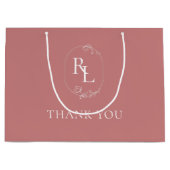 ほこりっぽいピンク | フローラ結婚モノグラム ラージペーパーバッグ (正面)