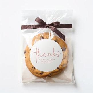 ほこりっぽいピンク&ホワイトミニマルブライダルシャワーのお気に入り ラウンドシール