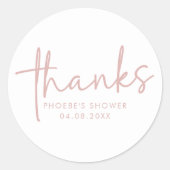 ほこりっぽいピンク&ホワイトミニマルブライダルシャワーのお気に入り ラウンドシール (正面)