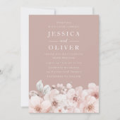 ほこりっぽいピンク、赤面花純粋なエレガンス結婚ズ 招待状 (正面)
