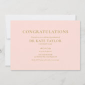 ほこりっぽいピンクPhD学位3写真卒業パーティー 招待状 (裏面)