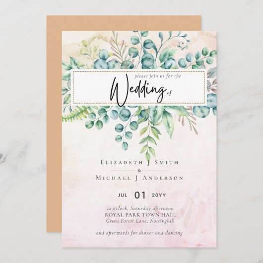 ほこりっぽいピーチオレンジコーラルユーカリプトゥスグリーン (正面/裏面)