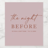 ほこりっぽいピ結婚ンクのリハーサルディナー | 前夜 ワインラベル (シングルラベル)