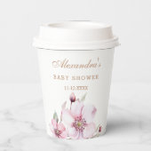 ほこりっぽいフェミニンピンクフローラバラベビーシャワー 紙コップ (裏面)
