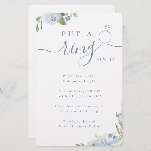 ほこりっぽいフローラがリングを付けたそのブライダルシャワーゲーム (正面/裏面)