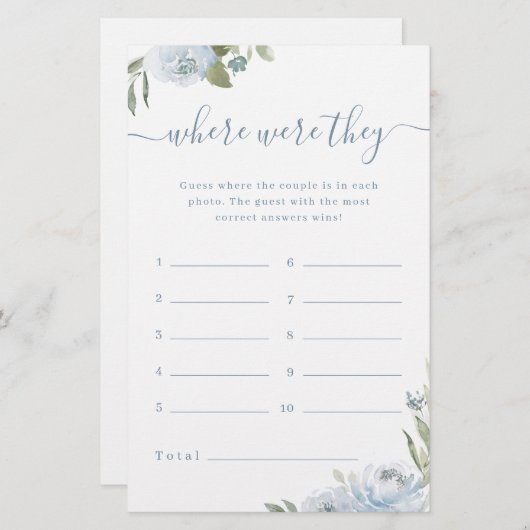 ほこりっぽいフローラどこ彼らはブライダルシャワーゲーム (正面/裏面)