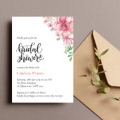 ほこりっぽいフローラエレガントミニマルブライダルシャワー 招待状